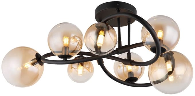 Globo - plafonniere - Tuberius - messing zwart - glas metaal - Ø 62cm - G9 - 56141-7D