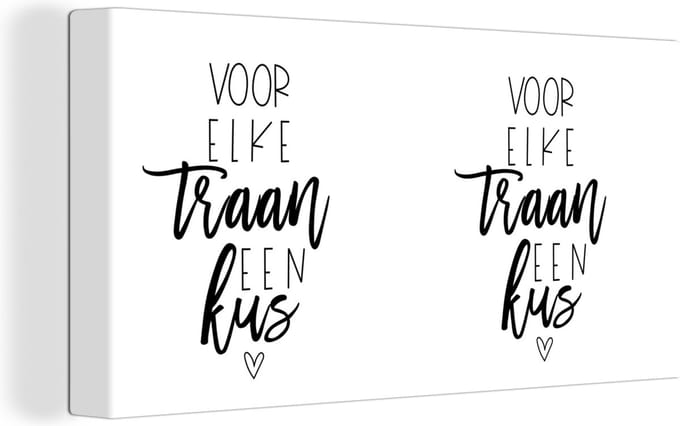 Canvas Schilderij Beterschap - Quotes - Wit - Kus - 40x20 cm - Wanddecoratie