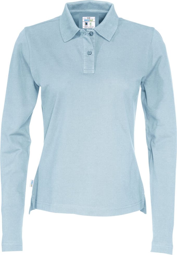 Cottover POLO PIQUE LONG SLEEVE LADY - GOTS GECERTIFICEERD 141017 - Lichtblauw - L