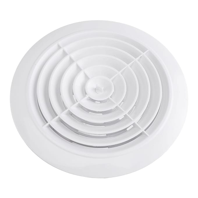 Grille d'aération ronde 200 mm Blanc ABS Réglable Mur Bouchon d'aération pour Salle de bain Bureau Cuisine