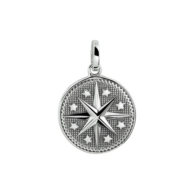 Zilveren hanger windroos | 925 sterling zilver | Geoxideerd
