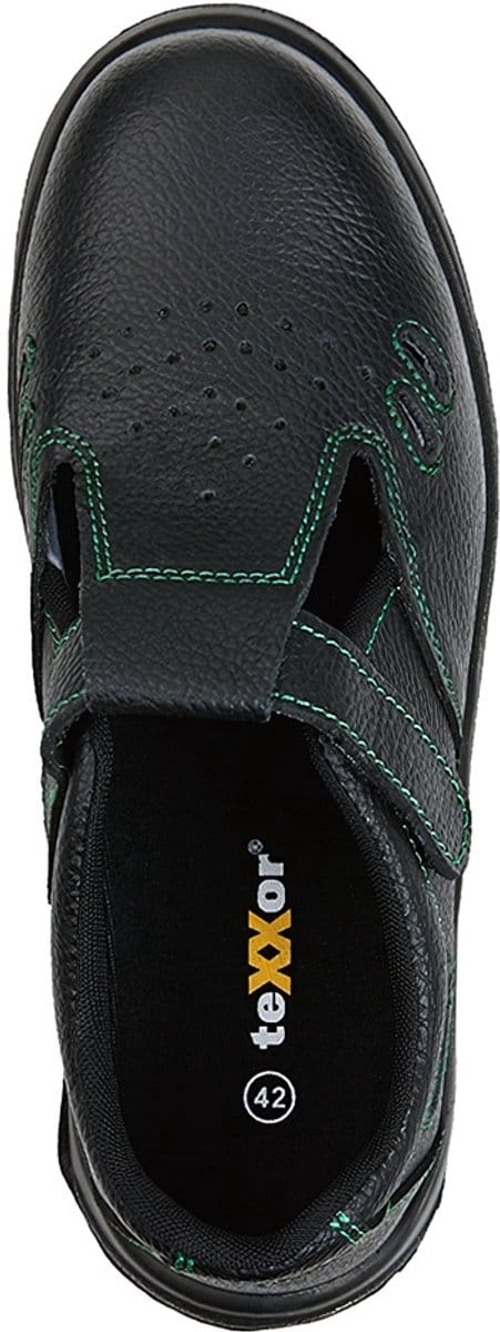 teXXor S1-veiligheidsit-sandaal met skelet, Gap, zwart/groen