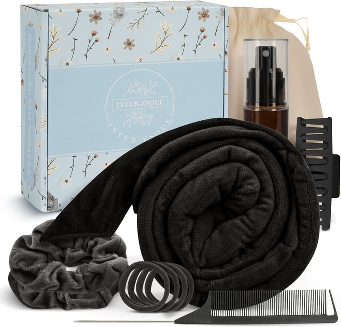 INTER-ESQUE Heatless Curls Set – Haarroller – Haarkruller Zonder Hitte – 11-delig – Zwart