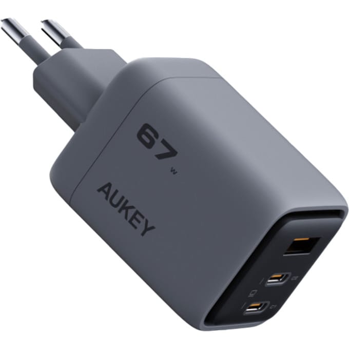 Aukey - Comet Mix 67W GaN PD 3-poorts Wandoplader Grijs