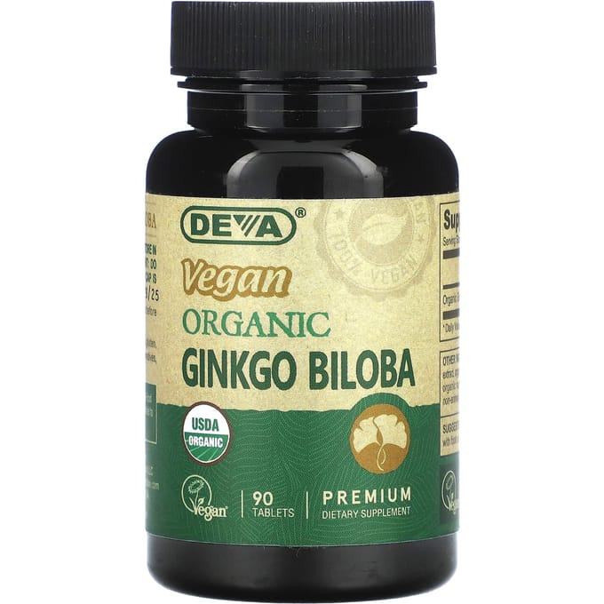 Deva, Ginkgo Biloba Biologique Végétalien, 90 Comprimés
