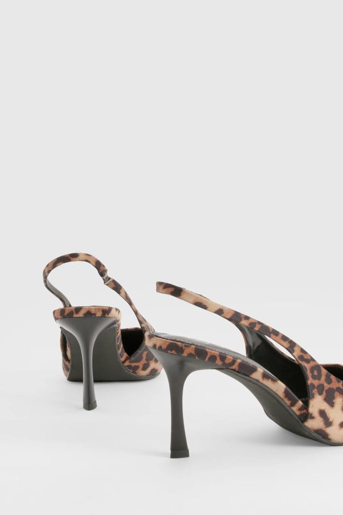 boohoo Dames Leopard Slingback Court Hakken | Maat: 8