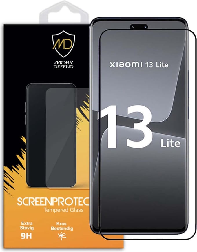 MobyDefend Screenprotector - Geschikt voor Xiaomi 13 Lite - Screensaver Met Zwarte Randen - Gehard Glas