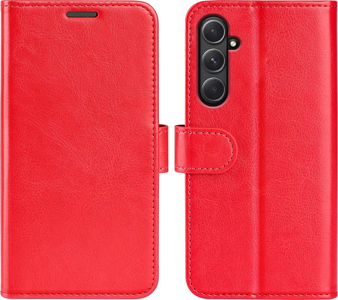 MobyDefend Hoesje - Geschikt voor Samsung Galaxy A55 - Wallet Book Case (Sluiting Achterkant) - Rood