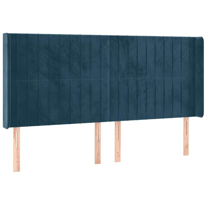 vidaXL - Hoofdbord - LED - 163x16x118/128 - cm - fluweel - donkerblauw