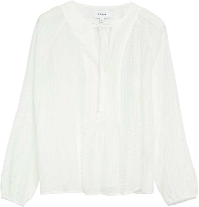 Dames lyocell blouse met opengewerkte pointele patronen COMMA