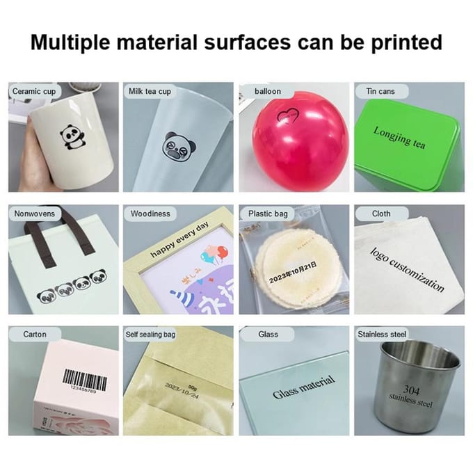 EVEBOT PrintInd Handheld Printer Mini Draagbare Inkjet Tattoo Printer met Sneldrogende Inktcartridge zwart