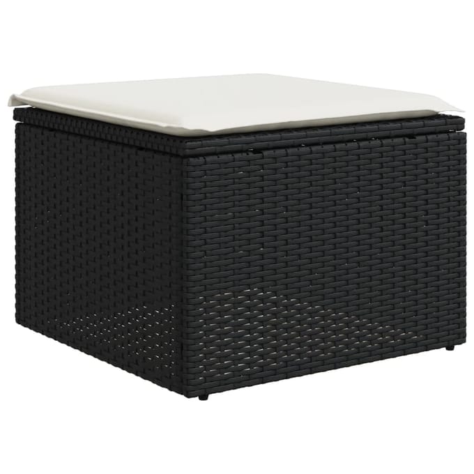 vidaXL - 7-delige - Loungeset - met - kussens - poly - rattan - zwart