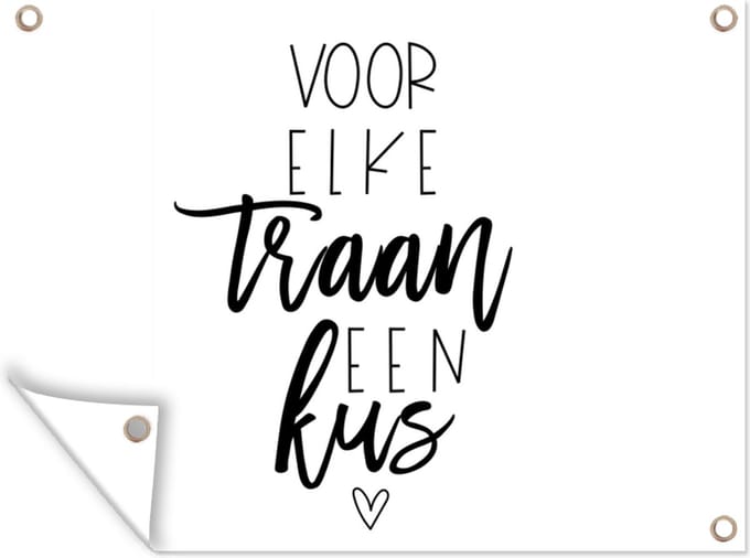 Tuin decoratie Beterschap - Quotes - Kus - 40x30 cm - Tuindoek