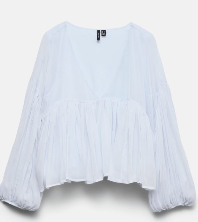 VERO MODA - VMKATIE LS VOLUME TOP WVN EXP - Dames - Blouses