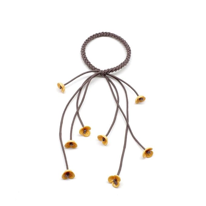 1 STuks Mode Wilde Bloemen Met Hanger Haaraccessoires Dames Haar Elastiek Hoofddeksel Meisjes Elastisch Haar Paardenstaart Band groen