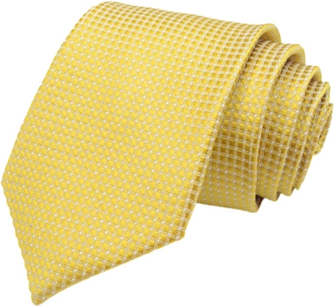 Fako Fashion - Stropdas - Ruit - Satijn - 8cm - 145cm - Goudgeel