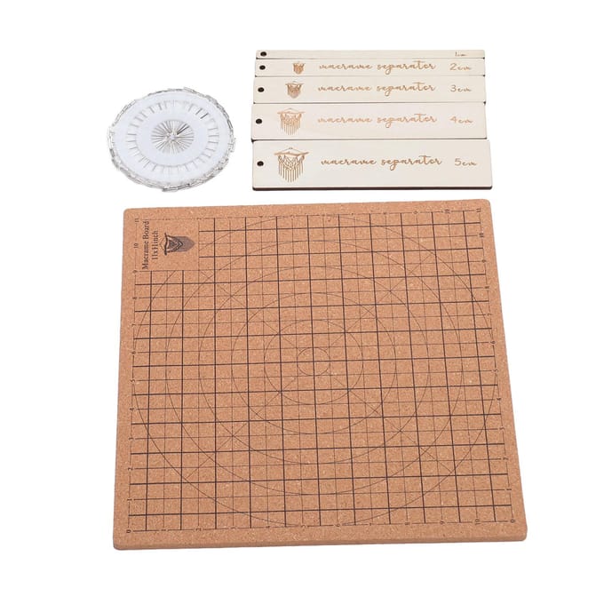 Planche Macramé 11.8x11.8 pouces Grilles Réutilisables Double Face Planche de Tressage Macramé avec 30 Épingles en T white