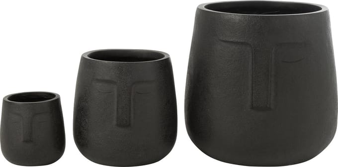 J-Line bloempot Misty - keramiek - zwart - 3 stuks - Ø 37 cm