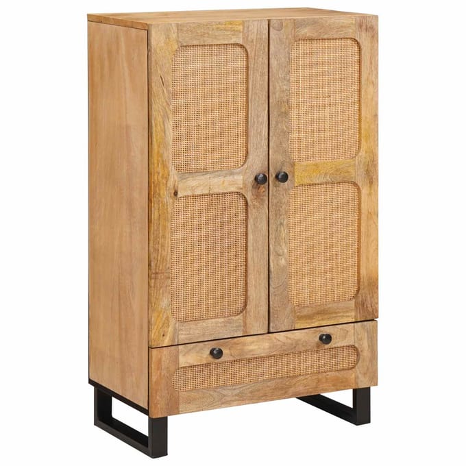 vidaXL - Highboard - met - lade - Bruin - 40 - x - 33 - x - 110 - cm - Massief - Mango - Hout