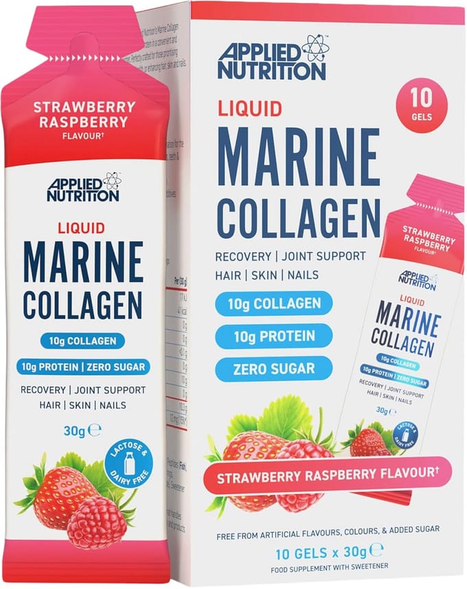 Applied Nutrition Liquid Marine Collagen (10x30g) Strawberry Raspberry - Eiwitten - Collageen