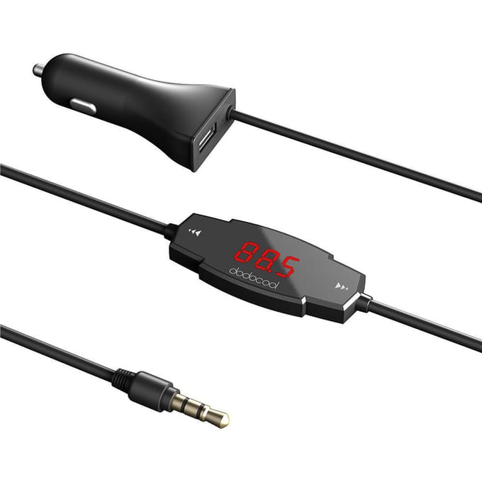 Dodocool Draadloze FM-zender Radio Auto Handsfree Functie + USB-oplader black