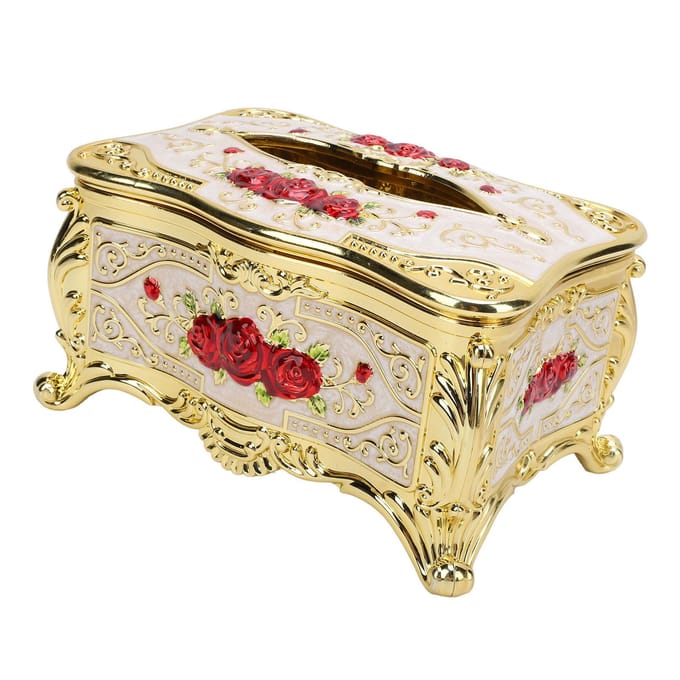Tissueboxhoes Rozenpatroon Stijlvol Elegant Tissueboxhouder Papierorganizer voor Woonkamer Auto beige