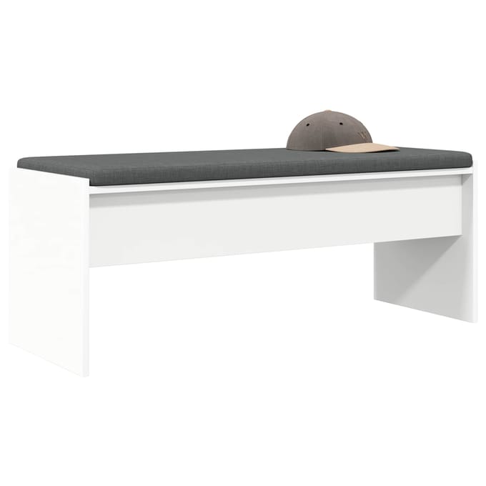 vidaXL - Hallenbank - met - kussen - Wit - 103 - x - 38 - x - 40 - cm