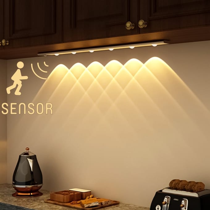 EasyFix LED Kastverlichting met bewegingssensor - 3 lichtpunten - Oplaadbaar & Draadloos - 70 cm