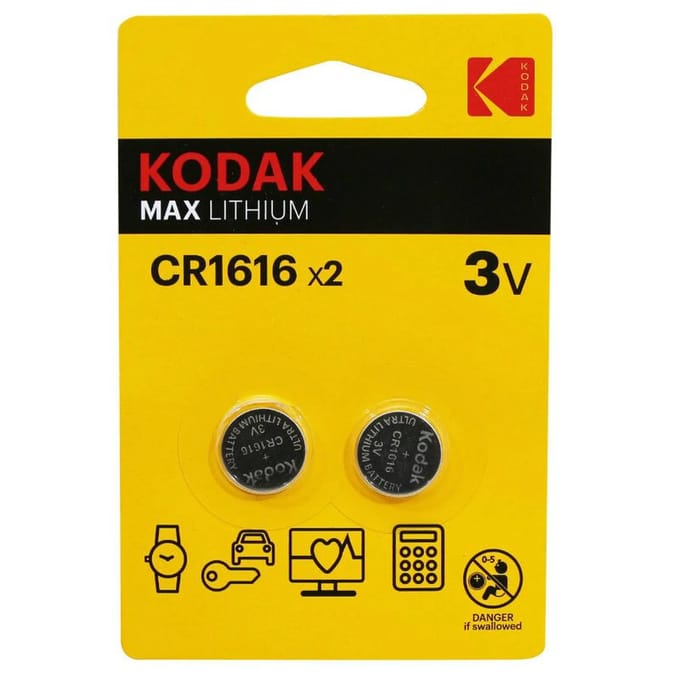 Set van 2 knoopbatterijen P2R CR1616 Lithum Kodak