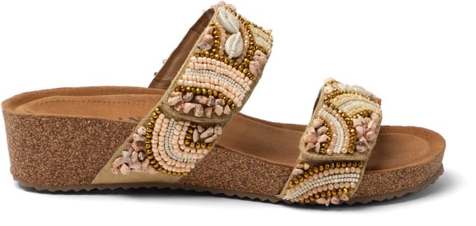 Lazamani - Dagmar Dames Slippers Leer Beige - Maat 41