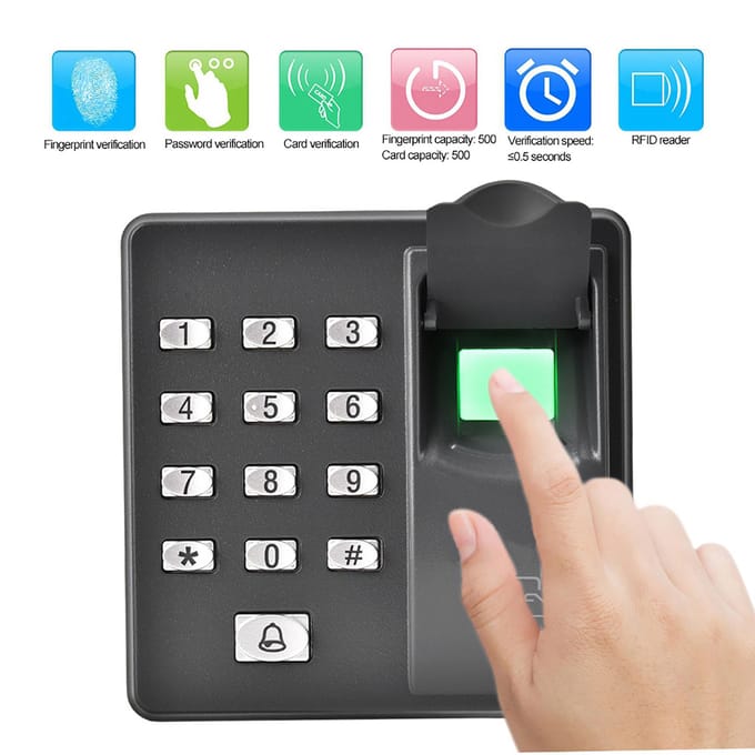 RFID Lezer Biometrie Waterdicht Vingerafdruk Deur Toegangscontrole Smartcard (ID) blue