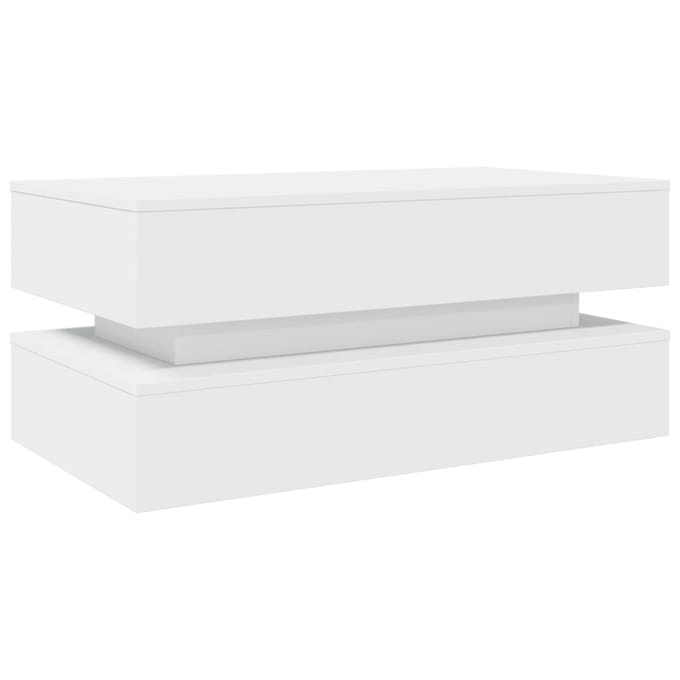 vidaXL - Salontafel - met - LED-verlichting - 90x50x40 - cm - wit