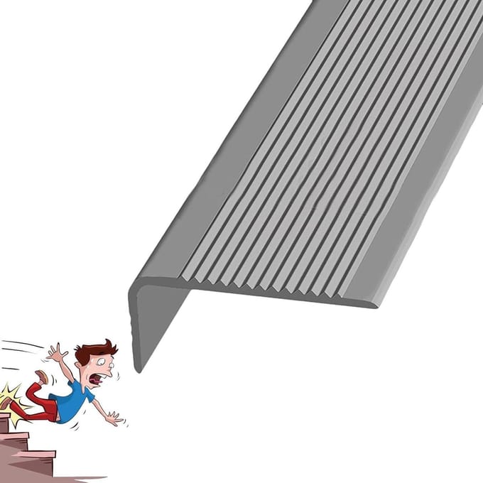 Antislip Profiel - Veiligheidstape Trap - Veilig Lopen - Waterdicht PVC - 7 meter - Grijs