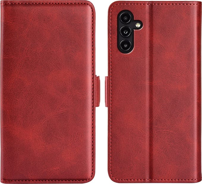 MobyDefend Hoesje - Geschikt voor Samsung Galaxy A14 - Luxe Wallet Book Case (Sluiting Zijkant) - Rood