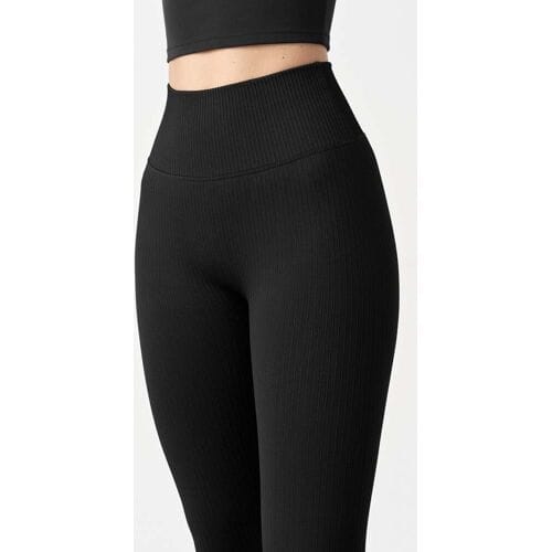 FAMME Ribbed Seamless Leggings Black S