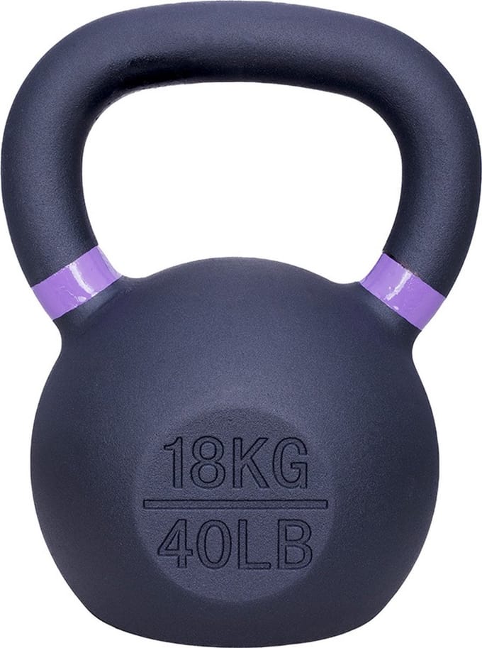 ForzaFit Kettlebell 18 kg - Gietijzer Kettle bell - Zwart met Lila - 40 LB