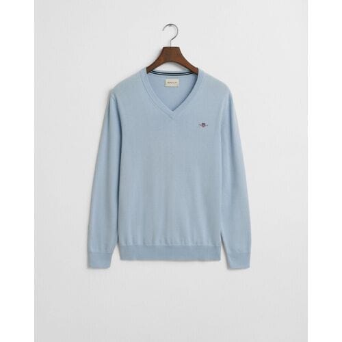 Gant Pullover V-Hals Lichtblauw - Maat M - Heren - Pullovers