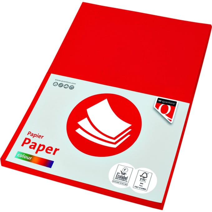 Kopieerpapier Quantore Colour A4 160gr felrood 50 vel