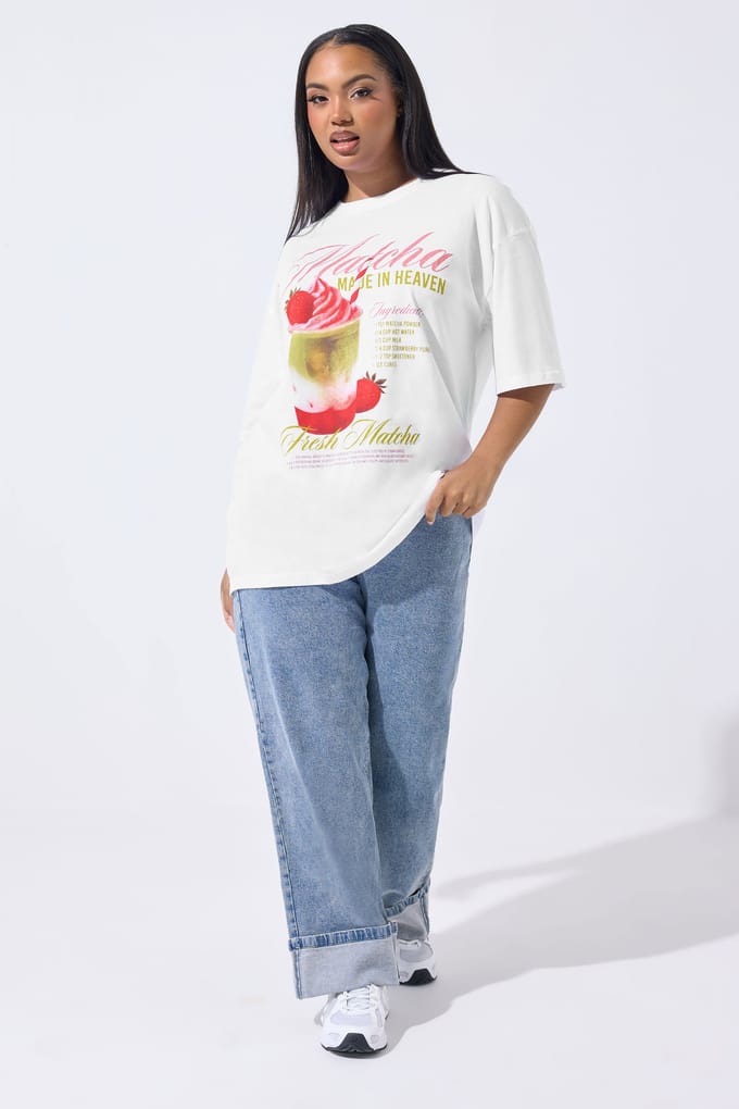 Yours Limited Collection Wit 'Matcha Made In Heaven' Lang Tshirtsize 42