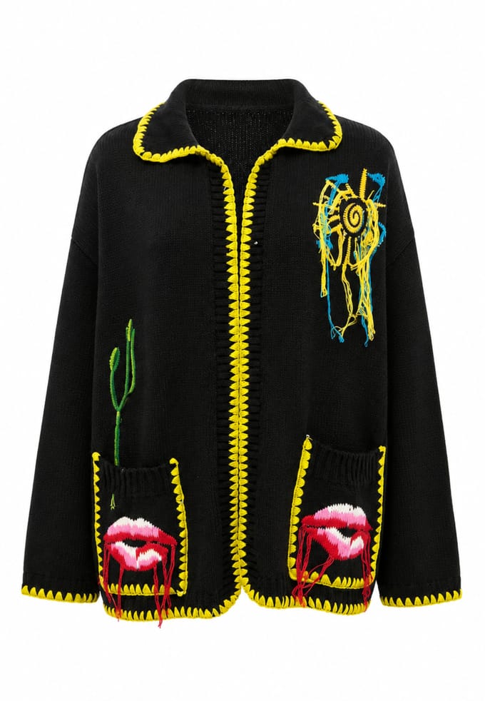 Cardigan vrouw Akep met contrasterende rand