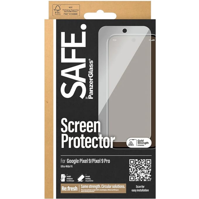 SAFE by PanzerGlass Ultra-Wide Fit Screenprotector voor de Google Pixel 9 / 9 Pro