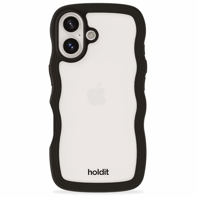 Holdit Wavy Case geschikt voor Apple iPhone 16 - Black / Transparent