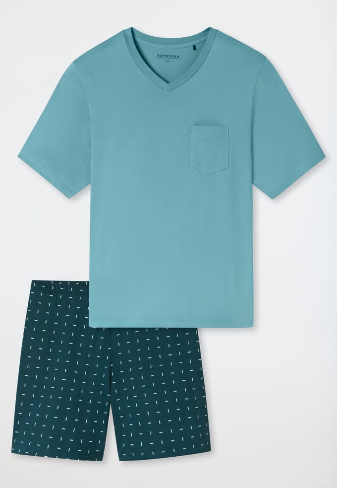 Pyjama korte v-hals borstzak munt patroon - Comfort Essentials 58
