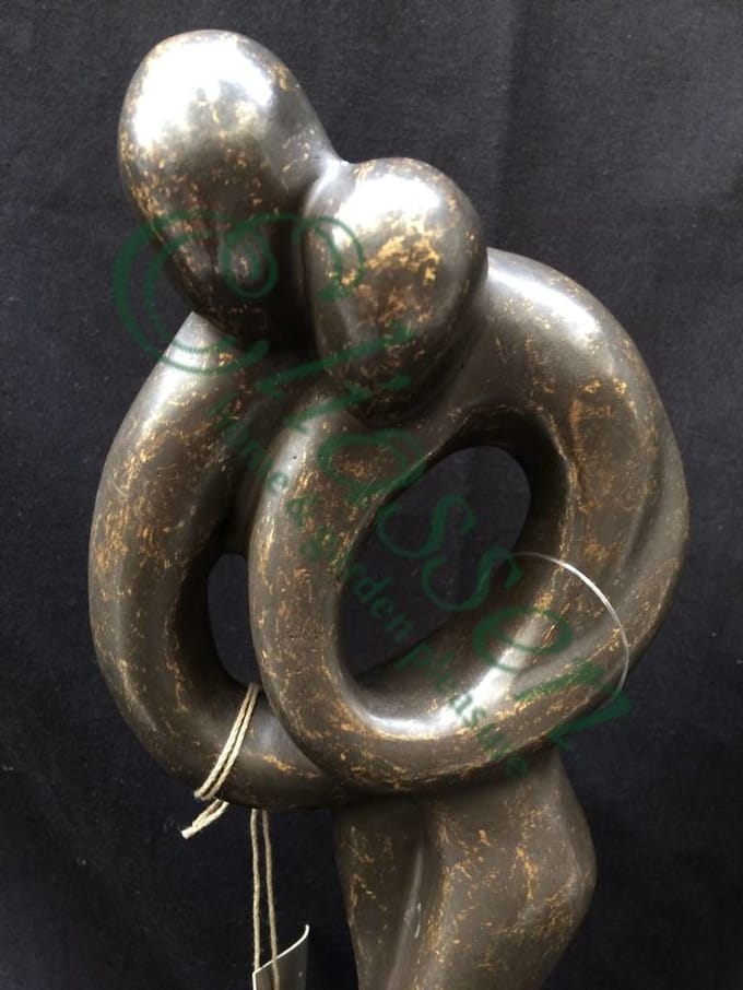 Tuinbeeld - bronzen beeld - Abstract liefdespaar - Bronzartes - 30 cm hoog