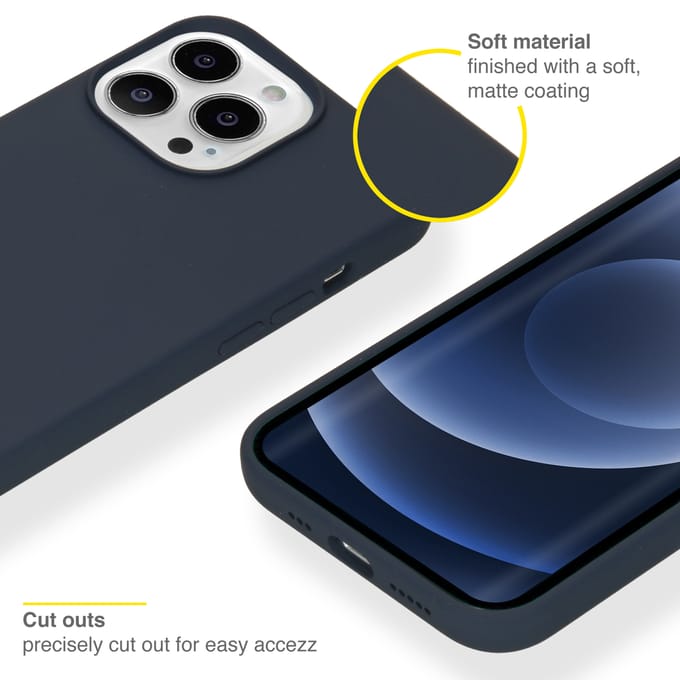 Accezz Hoesje - Geschikt voor Apple iPhone 13 Pro - Liquid Silicone Backcover - Donkerblauw