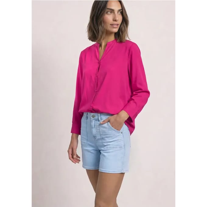 Blouse met 3/4-mouwen en split in de hals