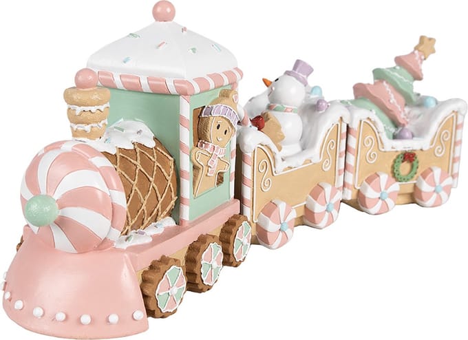 Clayre & Eef Kerstdecoratie Trein 45x12x19 cm Beige Kunststof