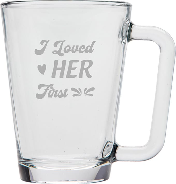 Gegraveerde Theeglas 26cl I loved her first