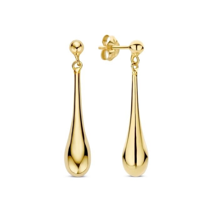 New Bling 9NBG-1022 – Gouden Oorbellen Dames – Hangende Druppel Oorbellen – 14K Goud – 27 mm – Cadeau voor Vrouwen
