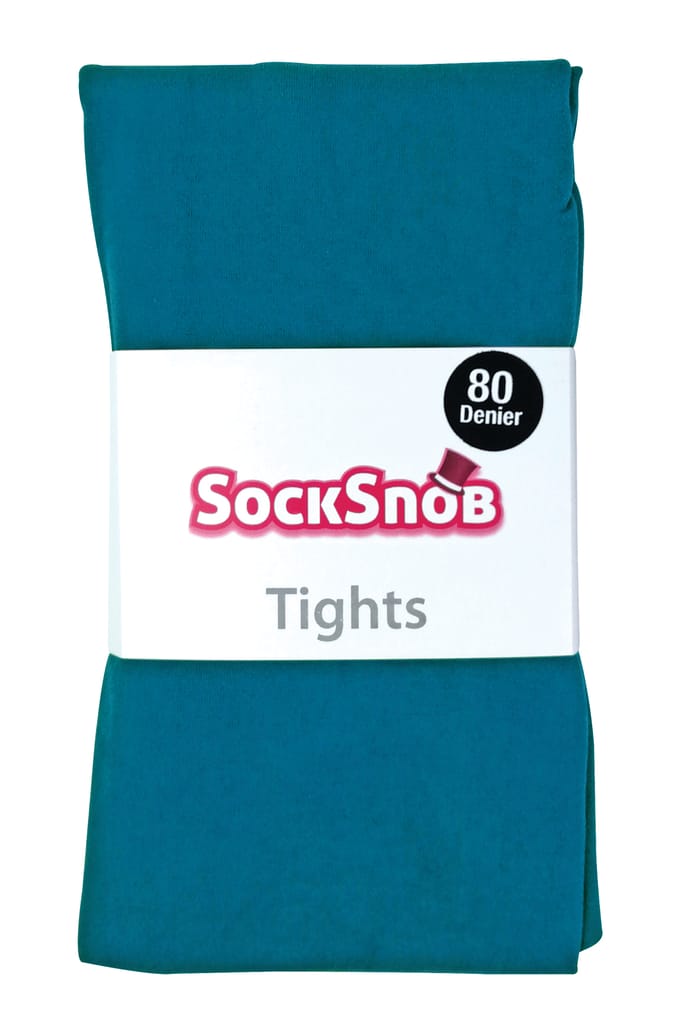 Dames 80 denier ondoorzichtige effen gekleurde panty's - Groenblauw